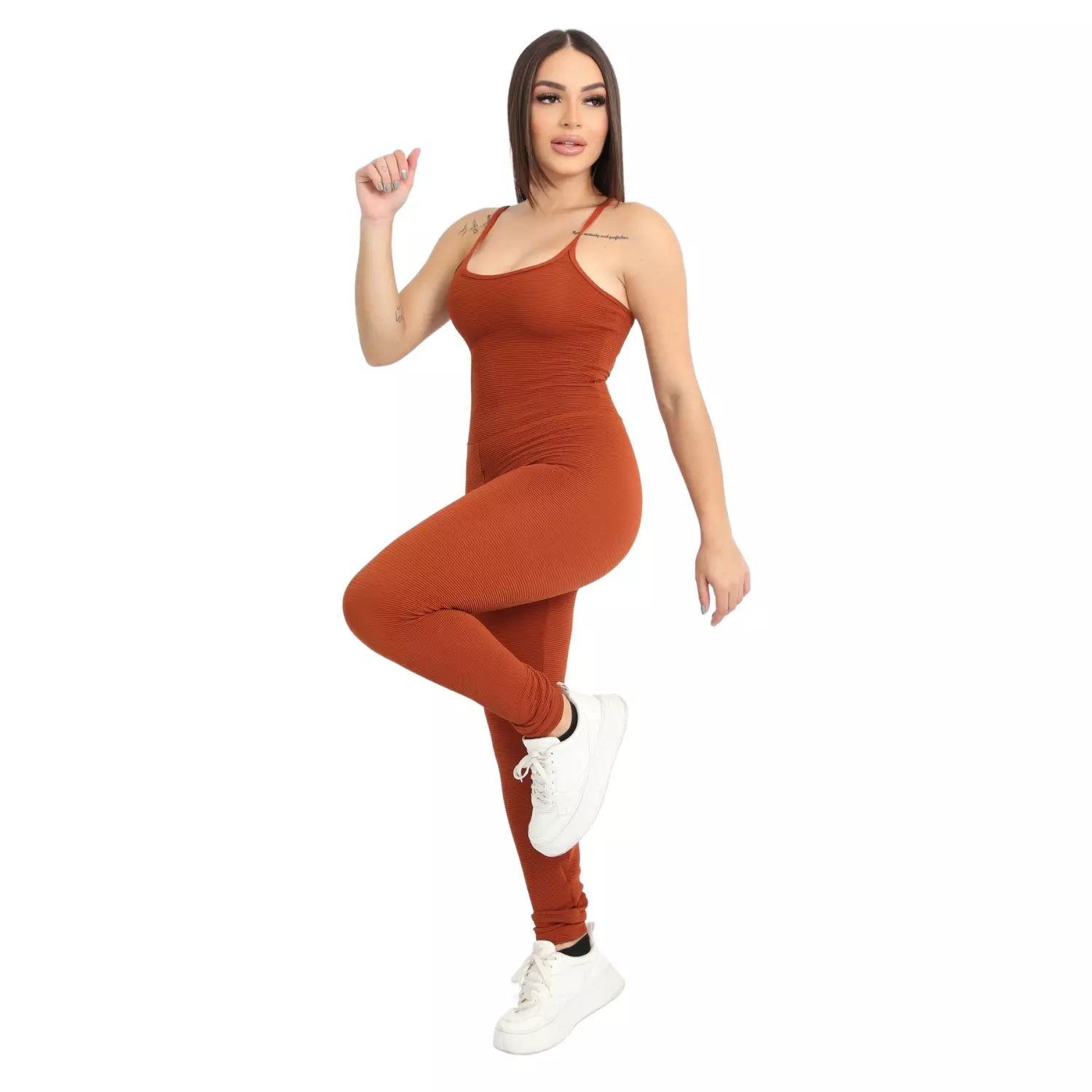 Macacão Akabody Longo + Faixa de Cabelo - Terracota