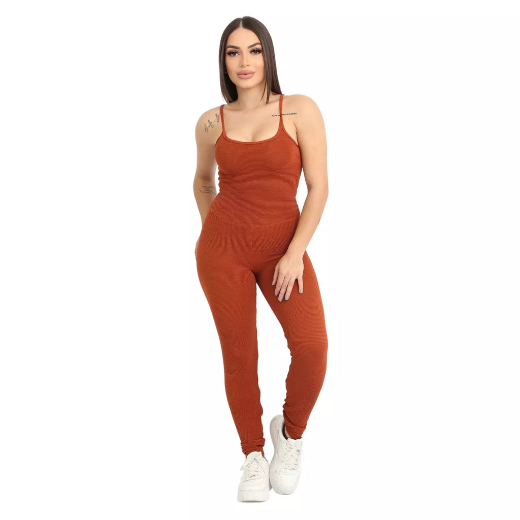 Macacão Akabody Longo + Faixa de Cabelo - Terracota