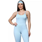 Macacão Akabody Longo + Faixa de Cabelo - Azul Bebê