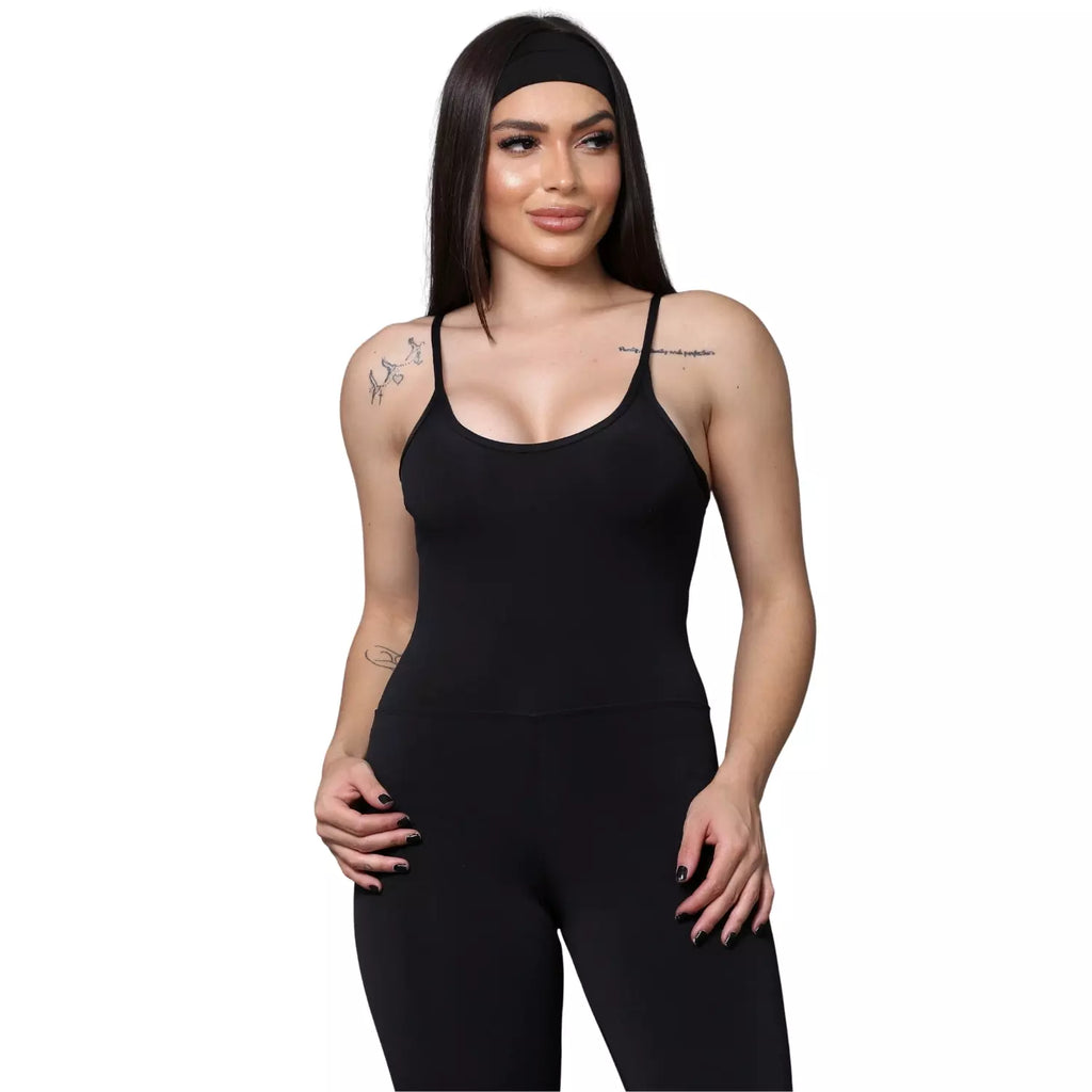 Macacão Akabody Longo + Faixa de Cabelo - Preto