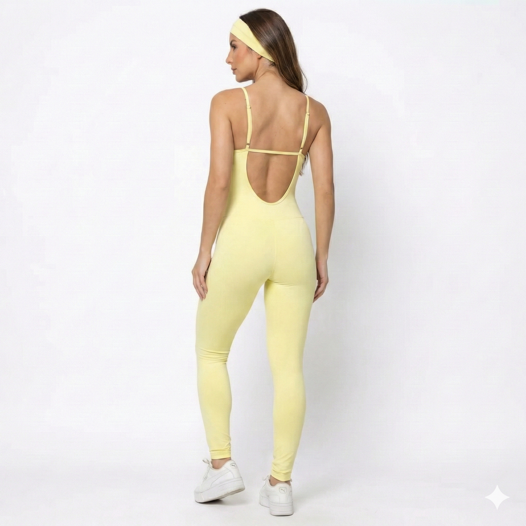 Macacão Akabody Longo + Faixa de Cabelo - Amarelo Manteiga